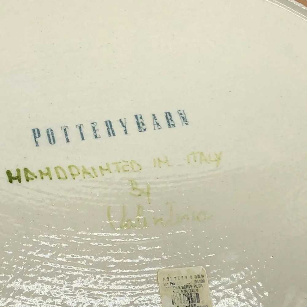 Pottery Barn Handpainted Italian Large Platter with Decorative Birds New NWT